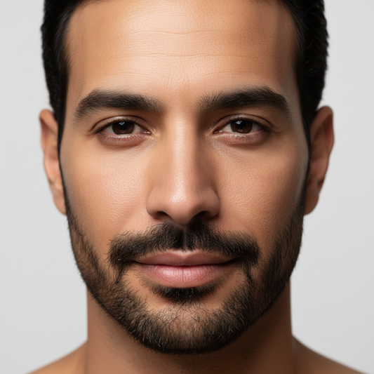 Close-up of Arabic man's smooth, firm skin
