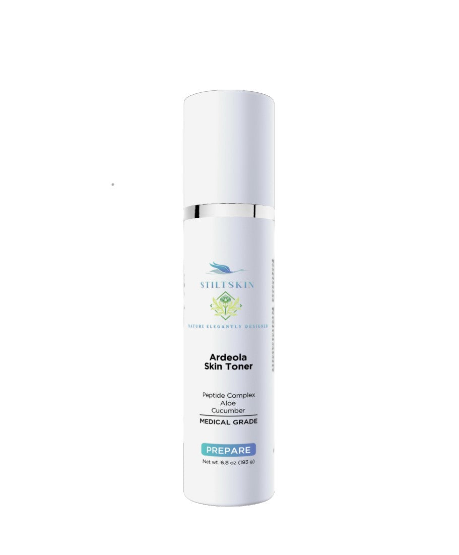 Ardeola Skin Toner pH-balanced octapeptide formula bottle by Stiltskin with aloe and botanical extracts