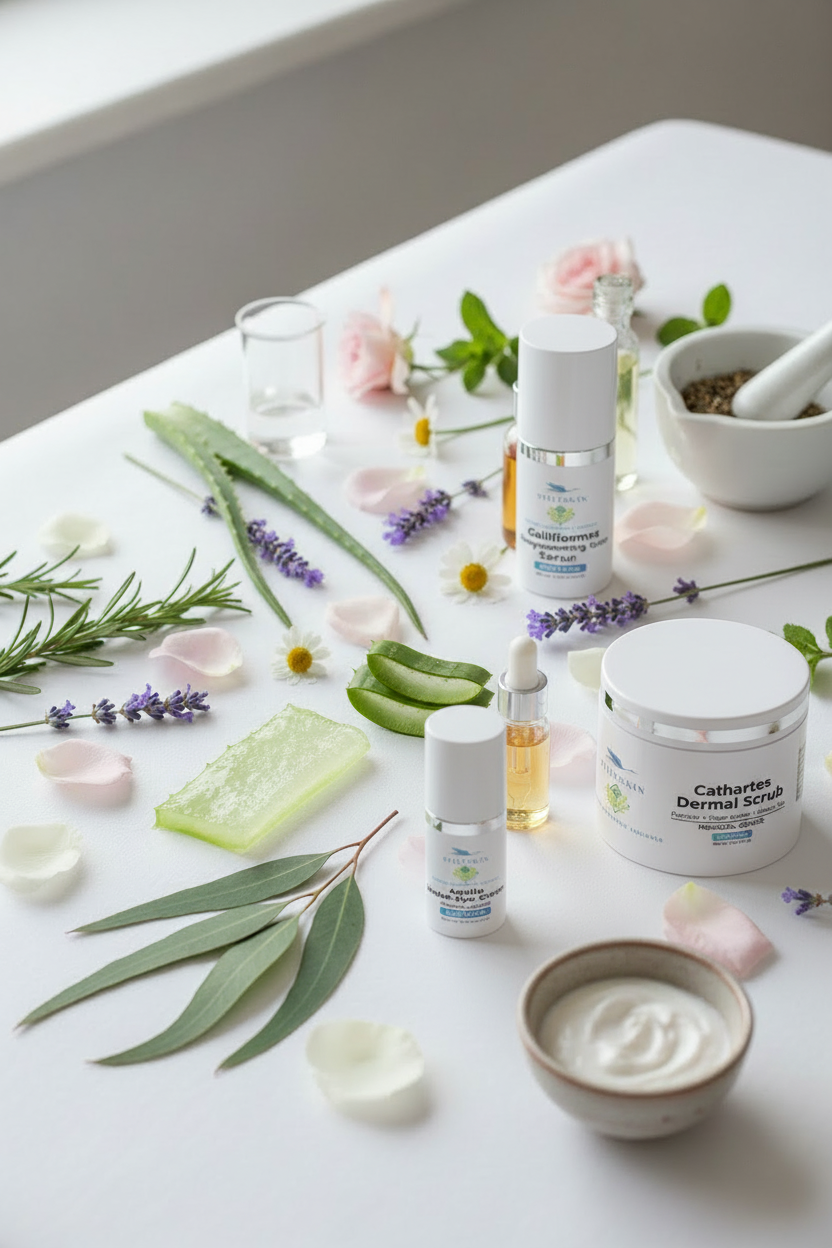 Botanicals with actual product containers