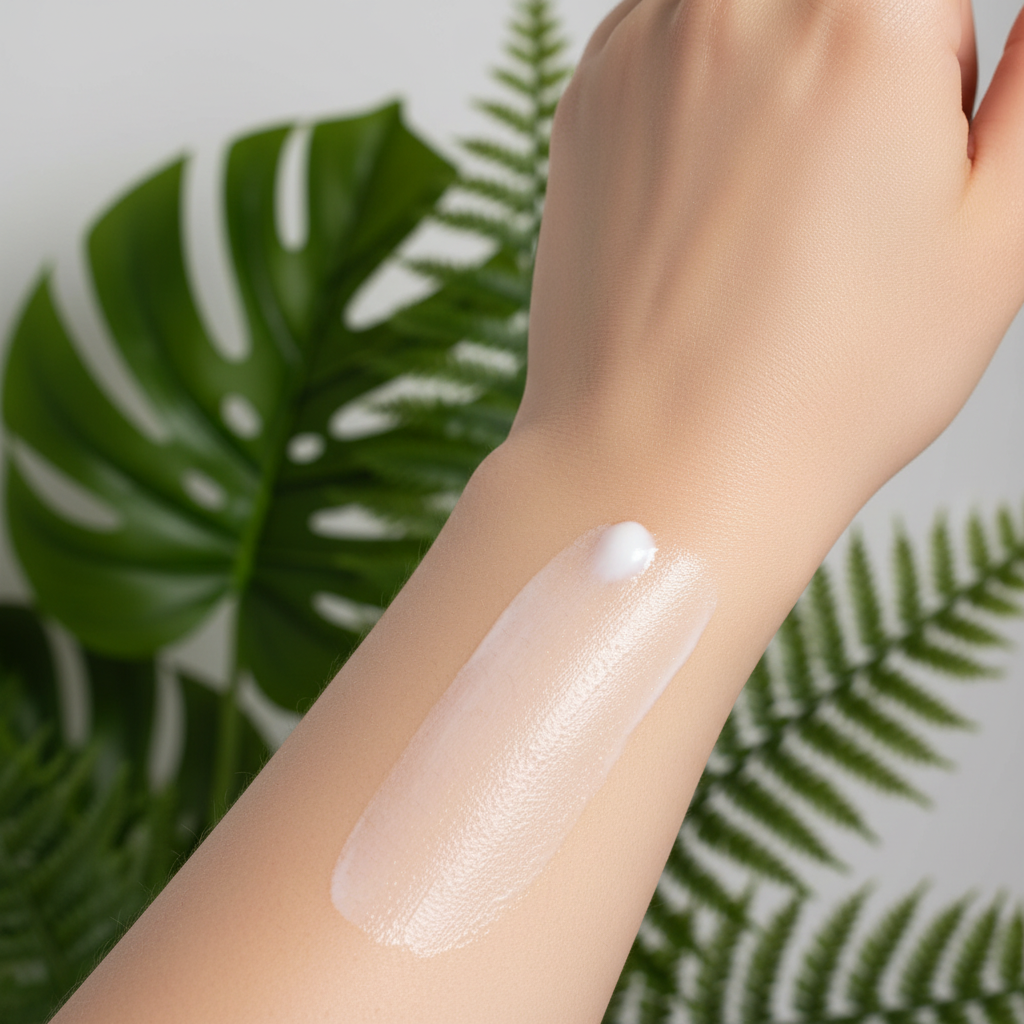 Close-up of Caladruis sunscreen texture on skin