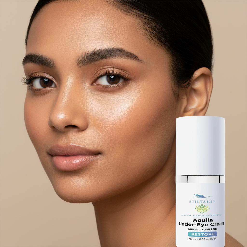 Close-up of South Asian woman's bright eyes with no dark circles