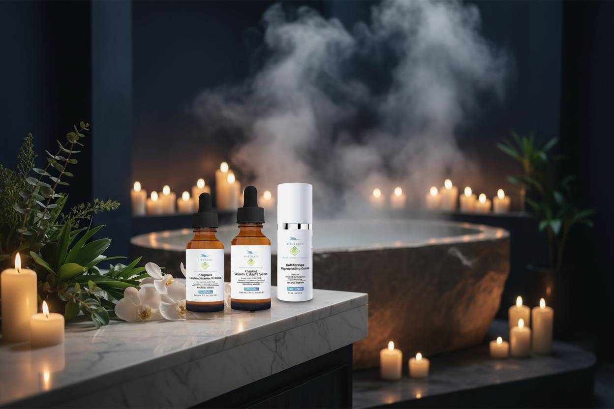 Luxury Spa Banner with Three Serums